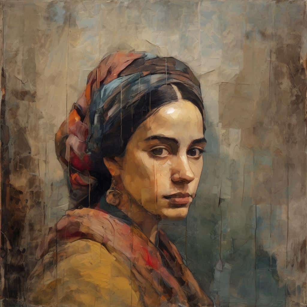 Ομορφιά και καλλιτεχνική εξέλιξη μέσα από πορτρέτο γυναίκας με παραδοσιακή ενδυμασία στην τέχνη.